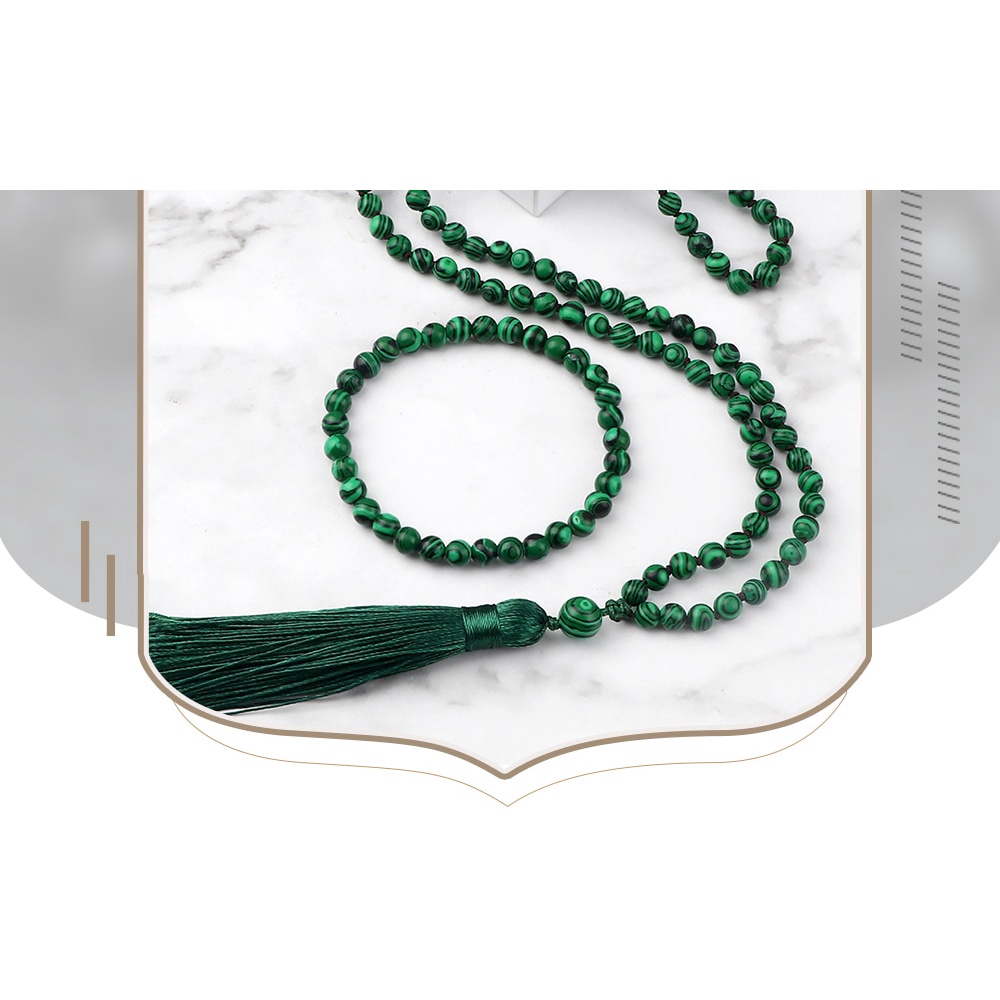 Tasbih Japamala Green Malachite 108 Mala 6mm