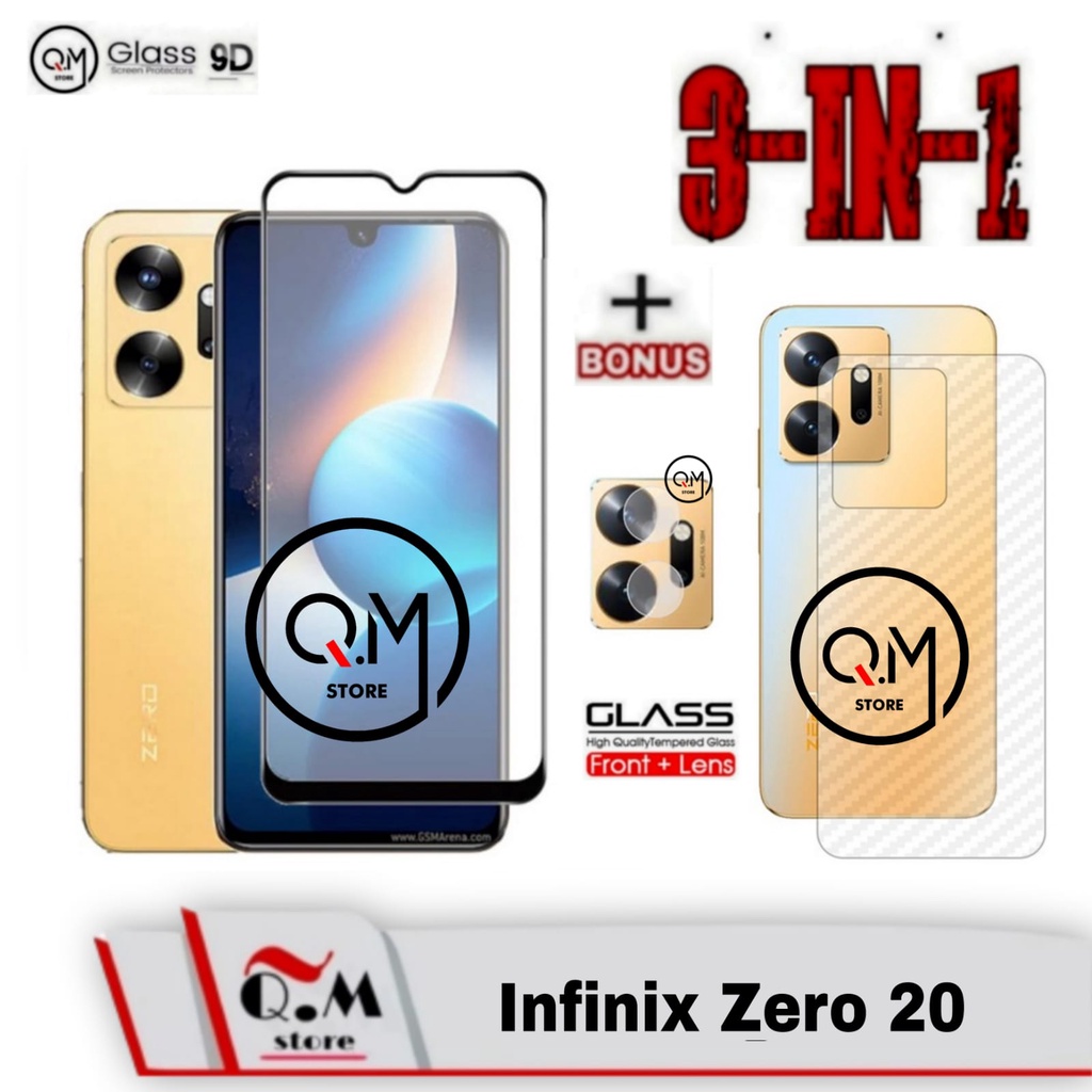 PROMO 3 IN1 Tempered Glass 9D Infinix Zero 20 Anti Gores Pelindung Layar Handphone Aksesoris