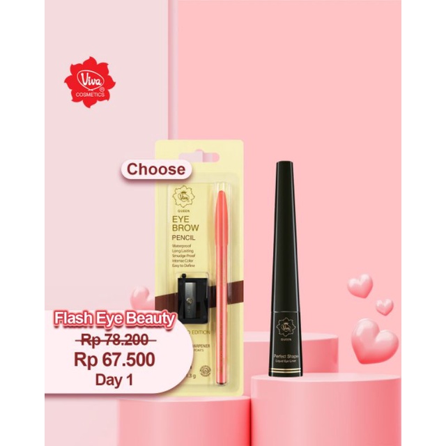 Paket 1 Viva Liquid Eye Liner shape 1 VQ Eye Brow Pencil (Limited Edition)