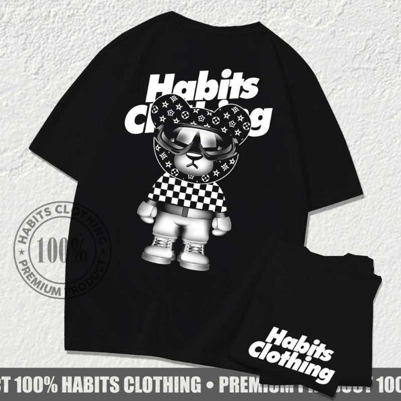 Kaos Bear Habits Hitam