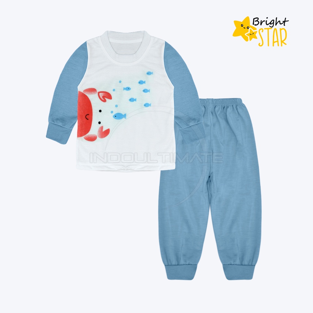 BRIGHT STAR Setelan Baju Bayi Lengan Panjang + Celana Panjang Bayi SBJS-S015 Baju Bayi 0-1 Tahun 1-2 Tahun Baju Bayi Baru Lahir Baju Tidur Bayi Baju Harian Bayi Atasan Kaos Bayi Pakaian Bayi Celana Panjang bayi Celana Bayi Perlengkapan Bayi Baru lahir