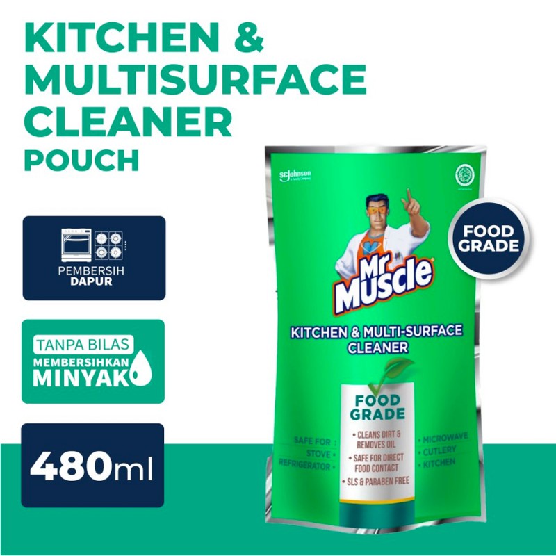 Mr Muscle Kitchen &amp; Multi Surface Cleaner Food Grade Pouch - 480 ml