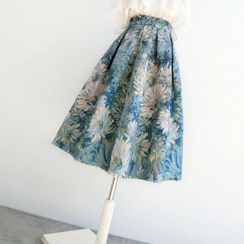 Vintage Skirt Rok Floral Flounced Retro Outfit