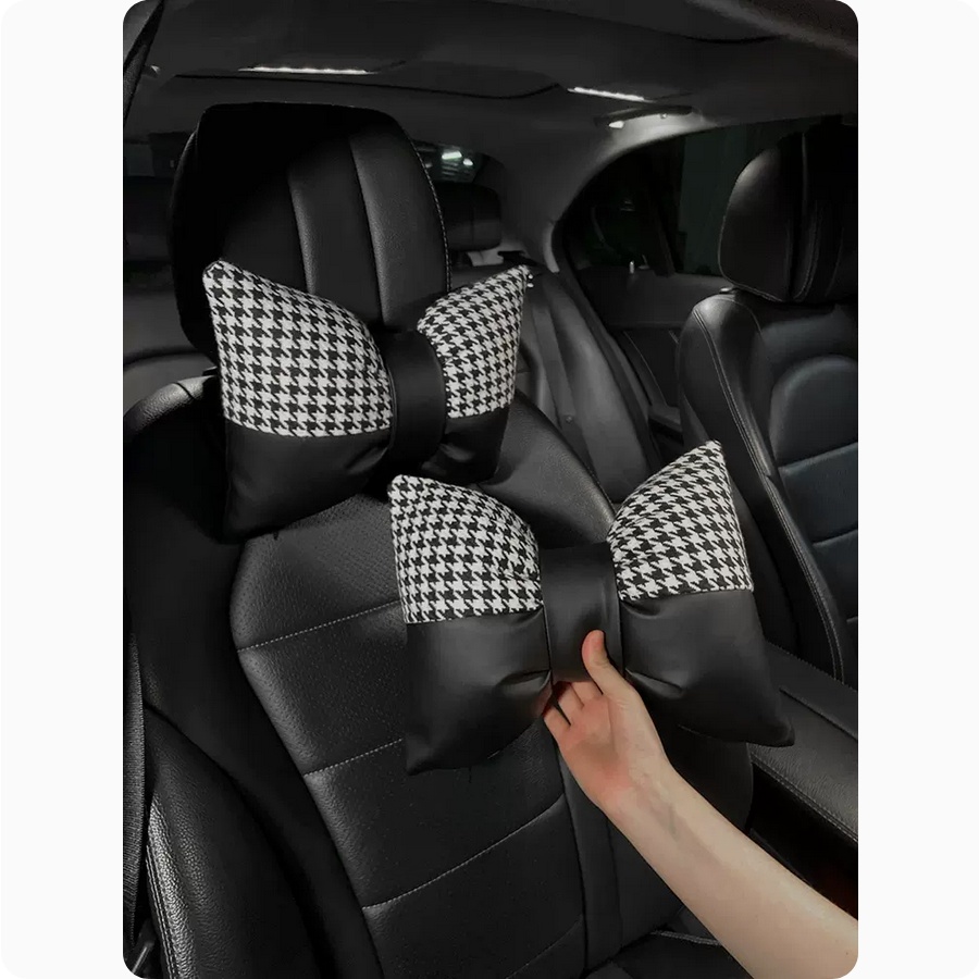 Houndstooth Chvnel Series BANTAL HEADREST Ribbon