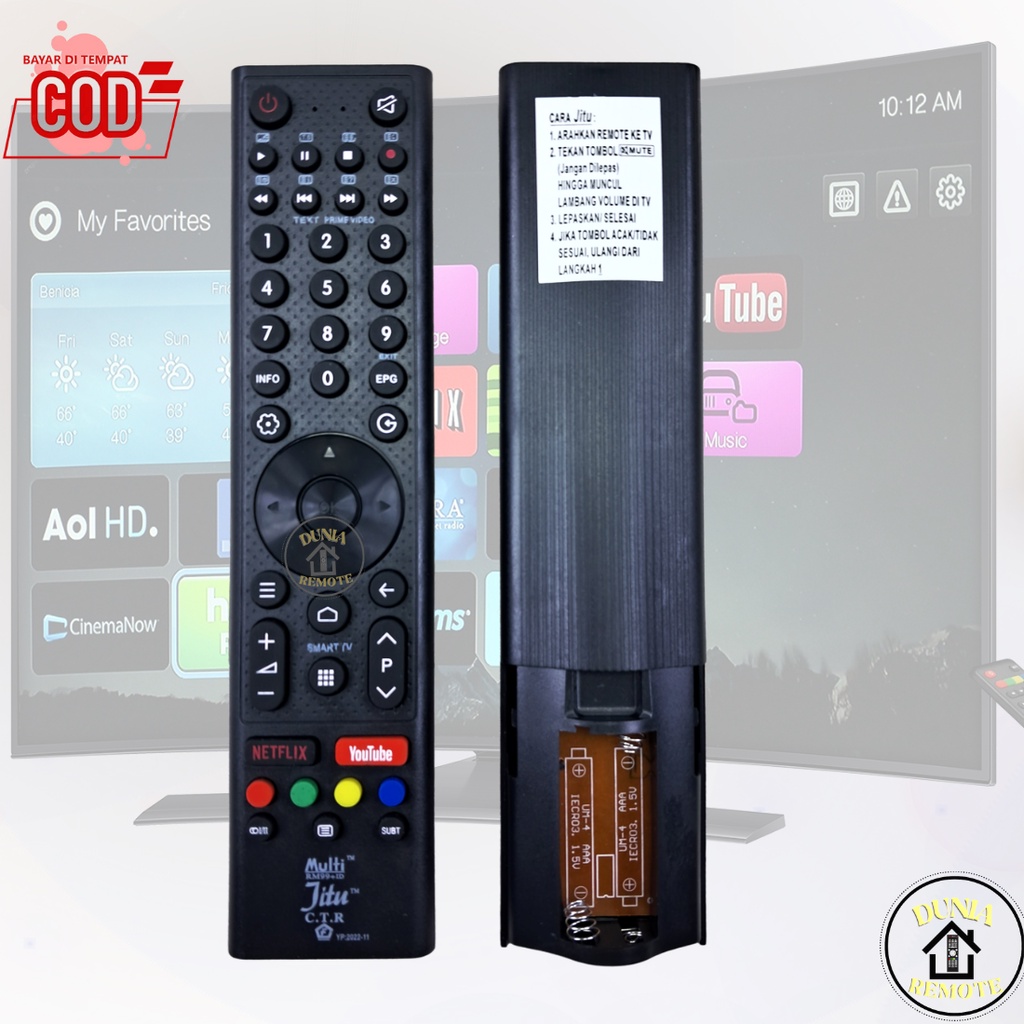 Remote MULTI SMART TV Jitu CTR ChiQ Changhong Tcl Realme Universal Tanpa setting