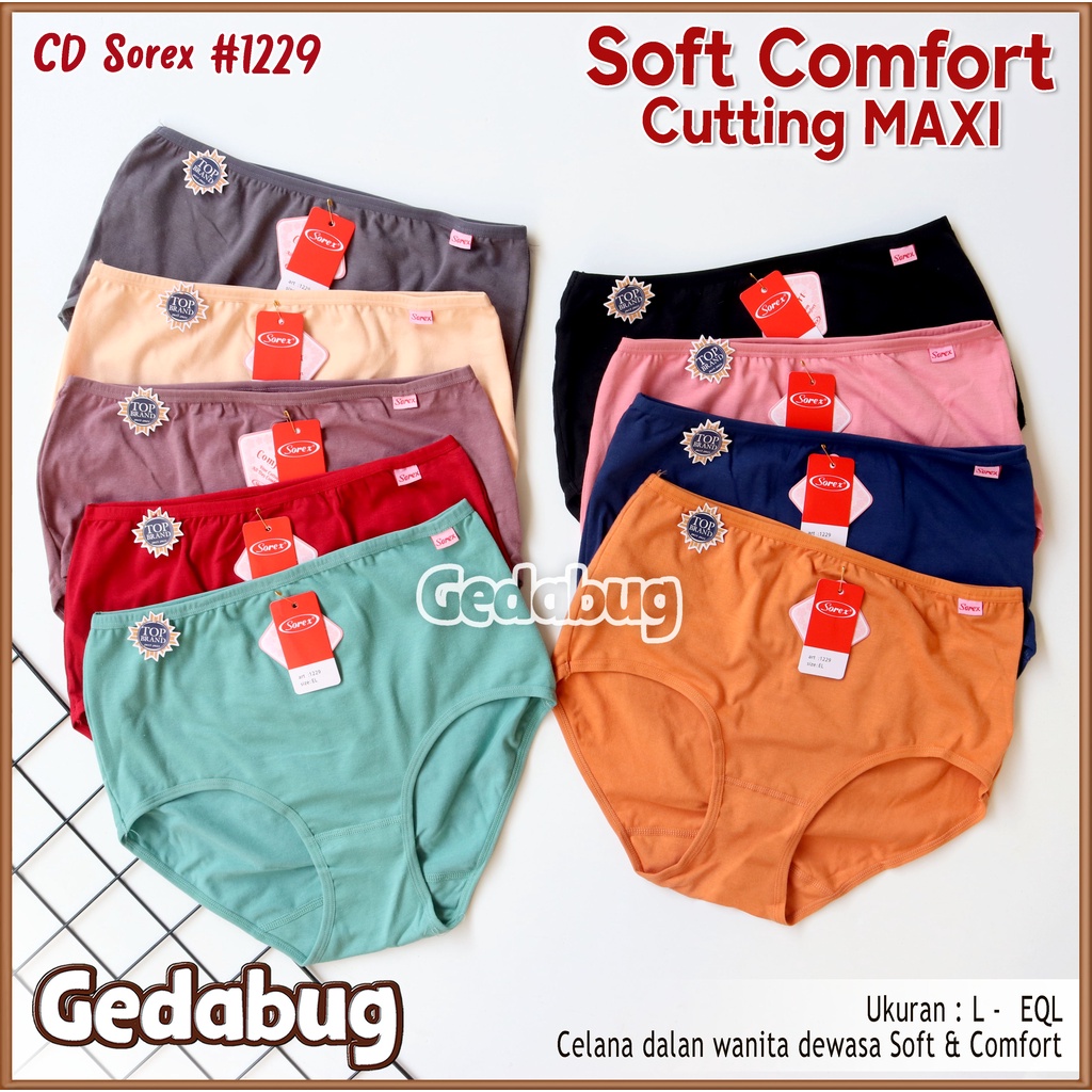 CD Wanita Sorex 1229 Cutting Maxi | Celana dalam wanita dewasa Soft &amp; Comfort BIG SIZE | Gedabug