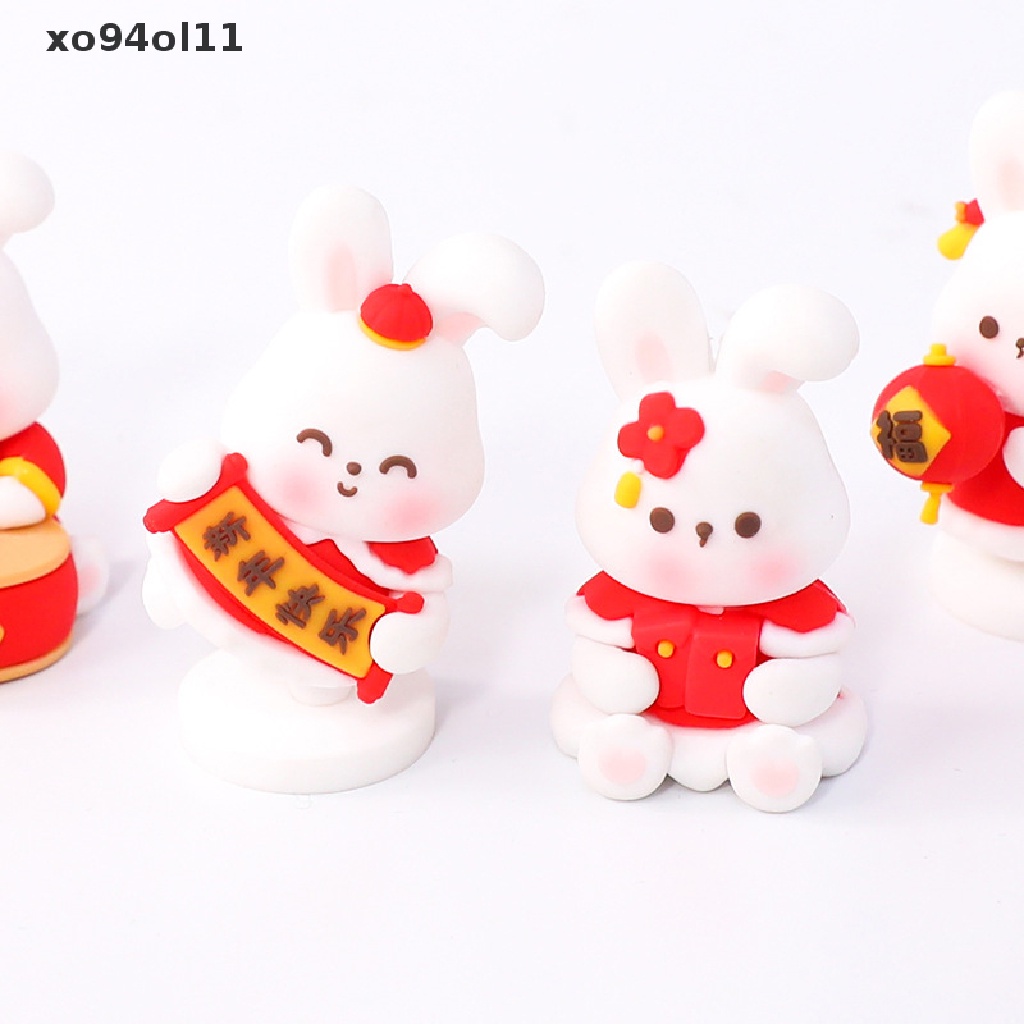 Xo Hiasan Kue Imlek Baking Cake Kelinci Tahun Boneka Ornamen Drum Lentera Topper Kue Tahun Baru Meriah Insert OL