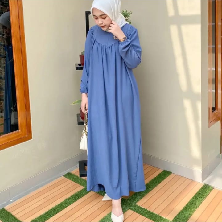 ANYA DRESS BAHAN CRINCLE AIRFLOW PREMIUM/GAMIS WANITA KEKINIAN/STELAN MUSLIM REMAJA MASA KINI COD.