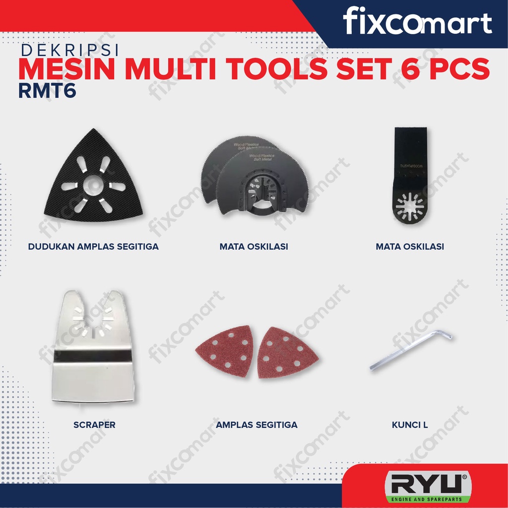 RYU Mesin Multi Tools Set 6 Pcs RMT6 Mesin Gerinda RMT 6