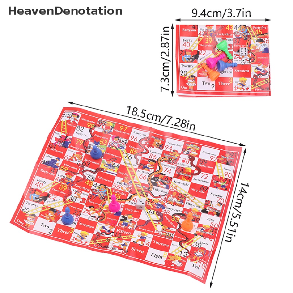 [HeavenDenotation] 2set Tangga Ular Edukasi Mainan Anak Portable Desktop Checkers Catur HDV