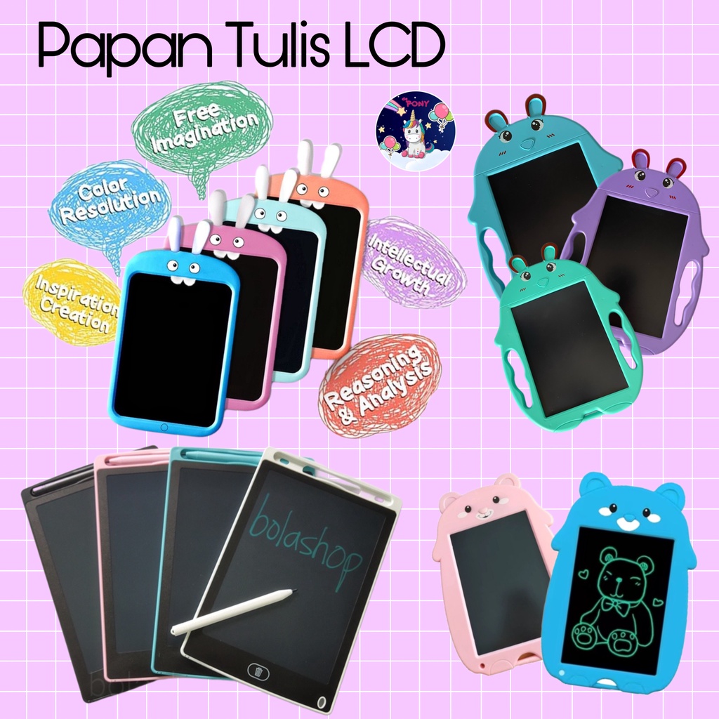 Papan tulis mainan anak karakter tablet LCD Tablet Papan tulis LCD IPad LCD