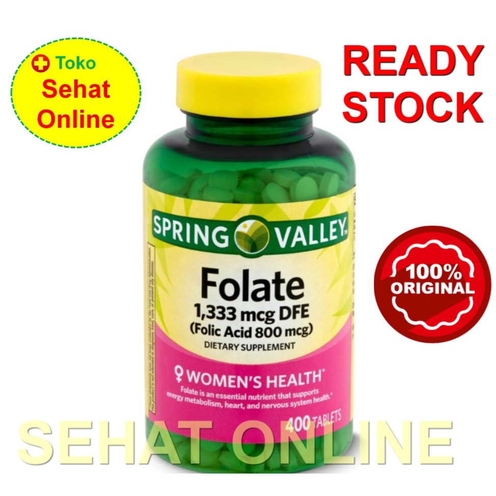 Spring Valley Folate 1333 mcg DFE Folic Acid 800 mcg 400 Tablet