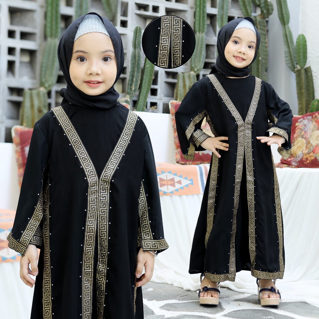 Gamis Anak Perempuan umur 11 12 tahun Abaya Rehana Muslim Anak Perempuan Abaya Jetblack Ym defashion
