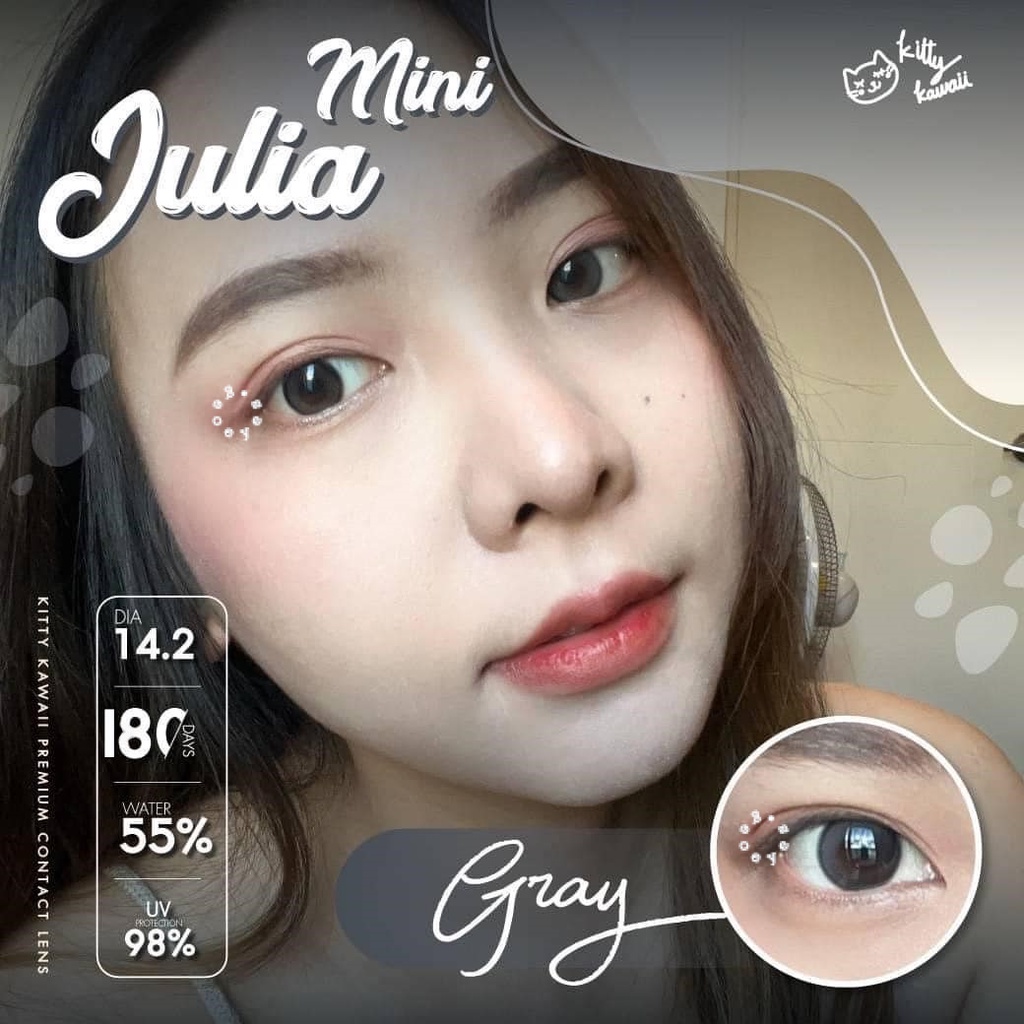Softlens Kitty Kawaii Mini Julia - Gray dan Brown Bisa Minus