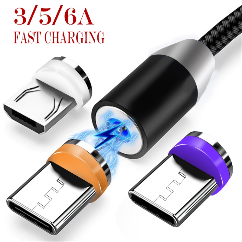 3 /5 /6A Pengisian Cepat USB Tipe-C Kabel Adaptor Colokan Magnetik Untuk Huawei/Konektor Kabel USB Bahan Aluminium Alloy Untuk Xiaomi