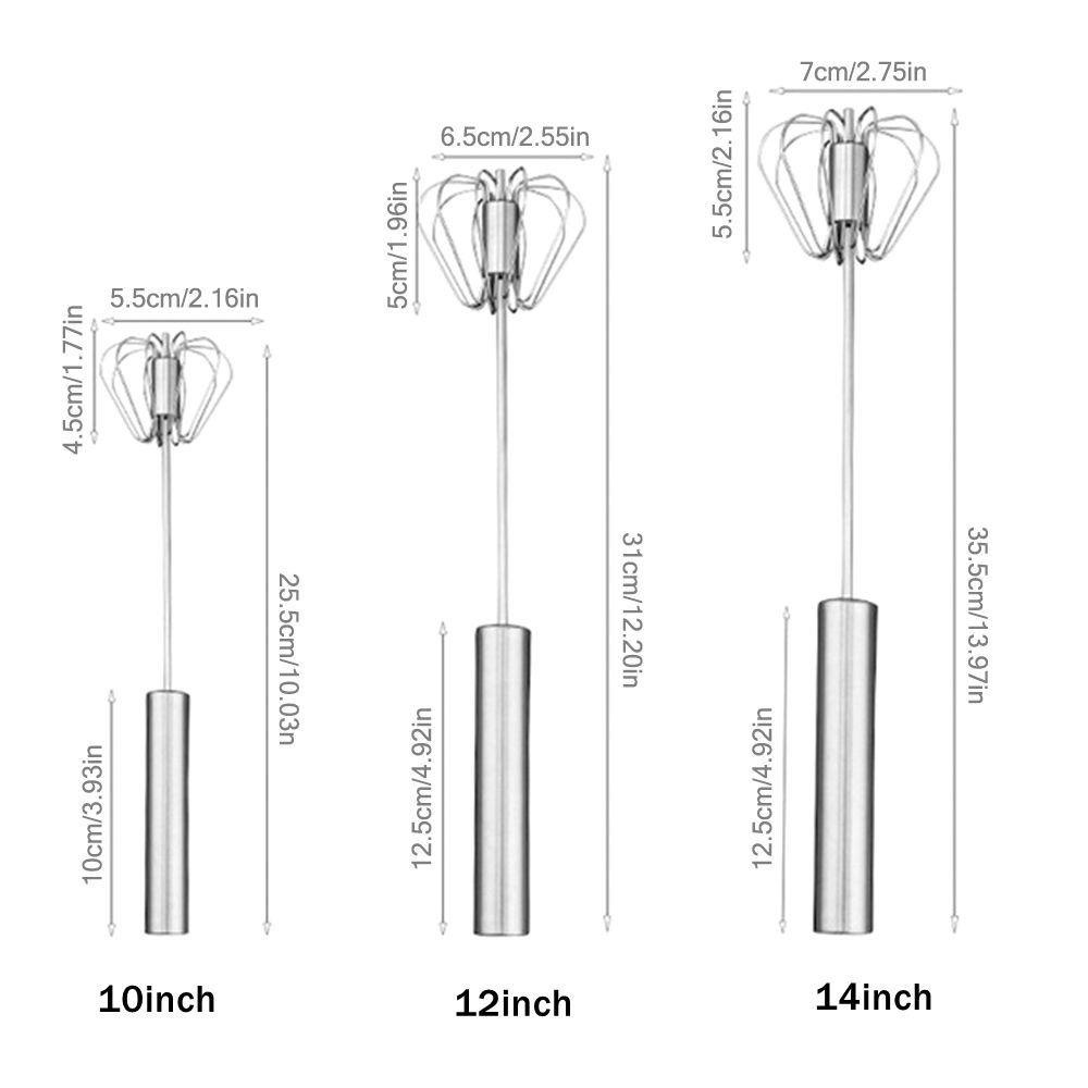 Solighter Kocokan Telur Stainless Steel Semi Otomatis Self Turning Egg Stirrer Stainless Steel Manual Hand Mixer Pengocok Telur Semi Otomatis