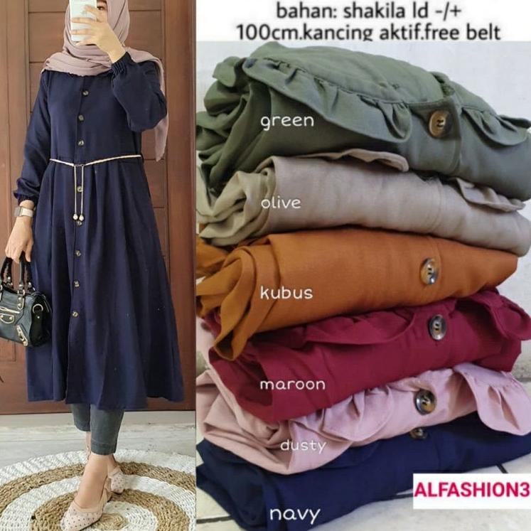 Harga Spesial Tunik Wanita Shakila Premium Tebal Nyaman di Pakai Fashion Muslim Remaja Kekinian Oriy