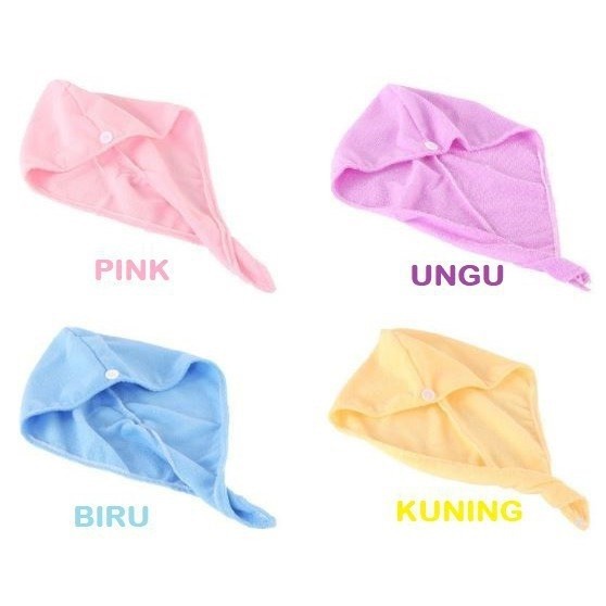 (RS)Handuk Keramas Pengering Rambut Microfiber / Hair Drying Towel Cap Handuk Kepala Keramas Turban Serat Micro Pembungkus Rambut Basah Cepat Kering Quick Dry Dryer