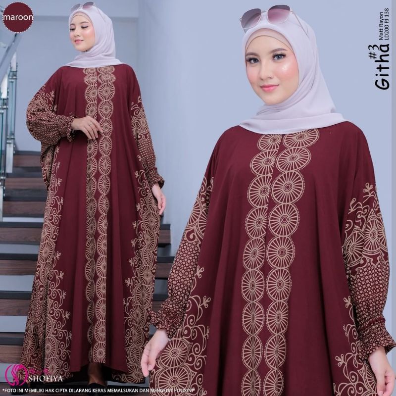 KAFTAN MOTIF TERBARU WARNA SOFT TREND 2023 GITHA KAFTAN JUMBO BAJU LEBARAN KAFTAN MEWAH