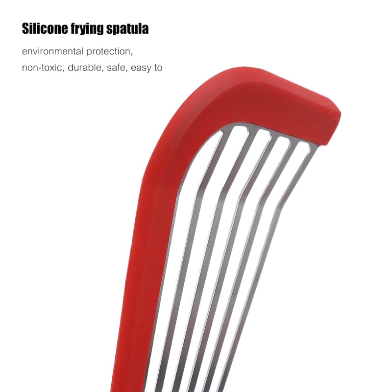 Panci Anti Lengket Tahan Panas Anti slip Serbaguna Goreng Telur Pancake Steak Ikan Flip Gagang Stainless Steel Sekop Masak Dapur Masak BBQ Utensils Silicone Shovel