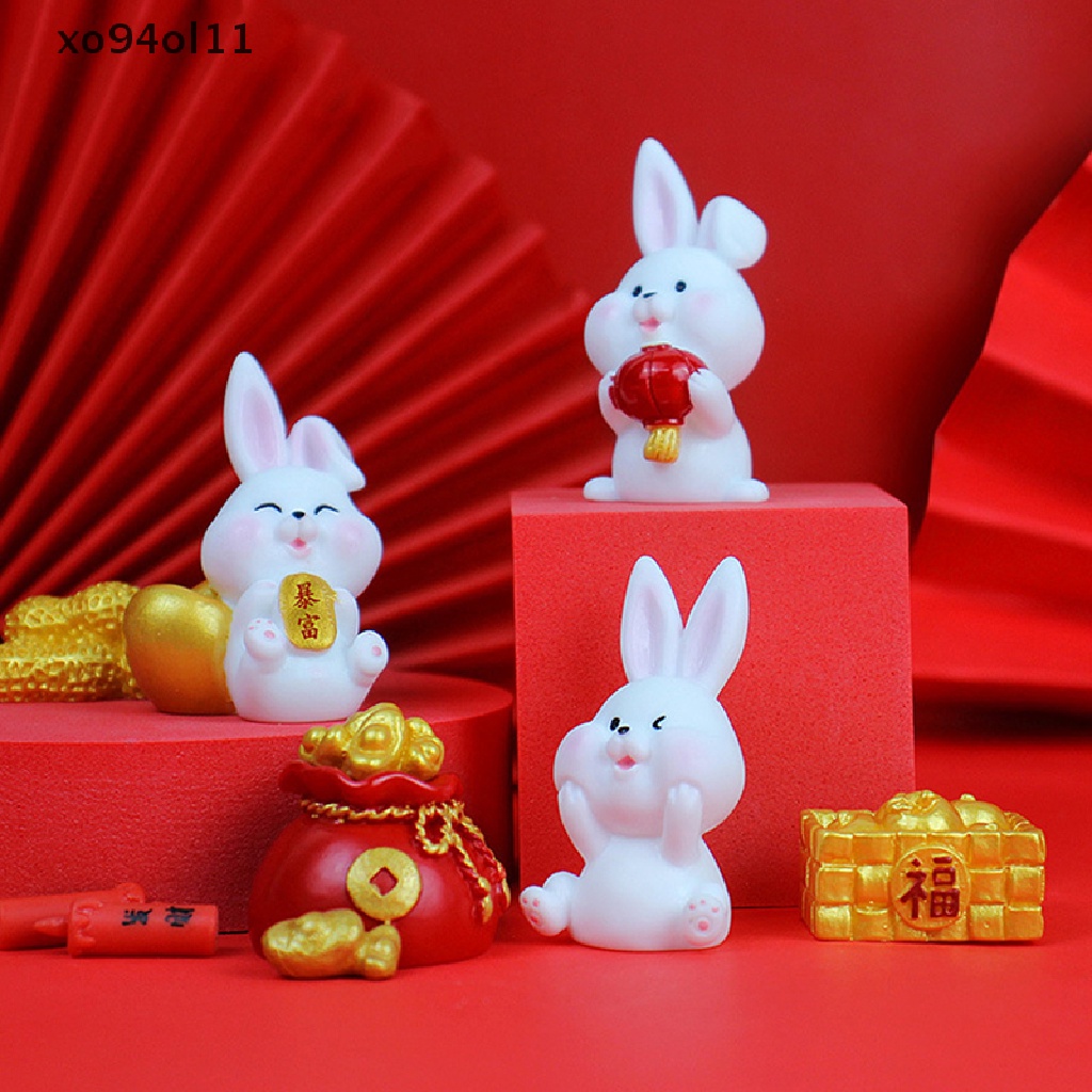 Xo 1Pc Lucu Tahun Kelinci Maskot Lucky Rabbit Micro Landscape Resin Kerajinan OL