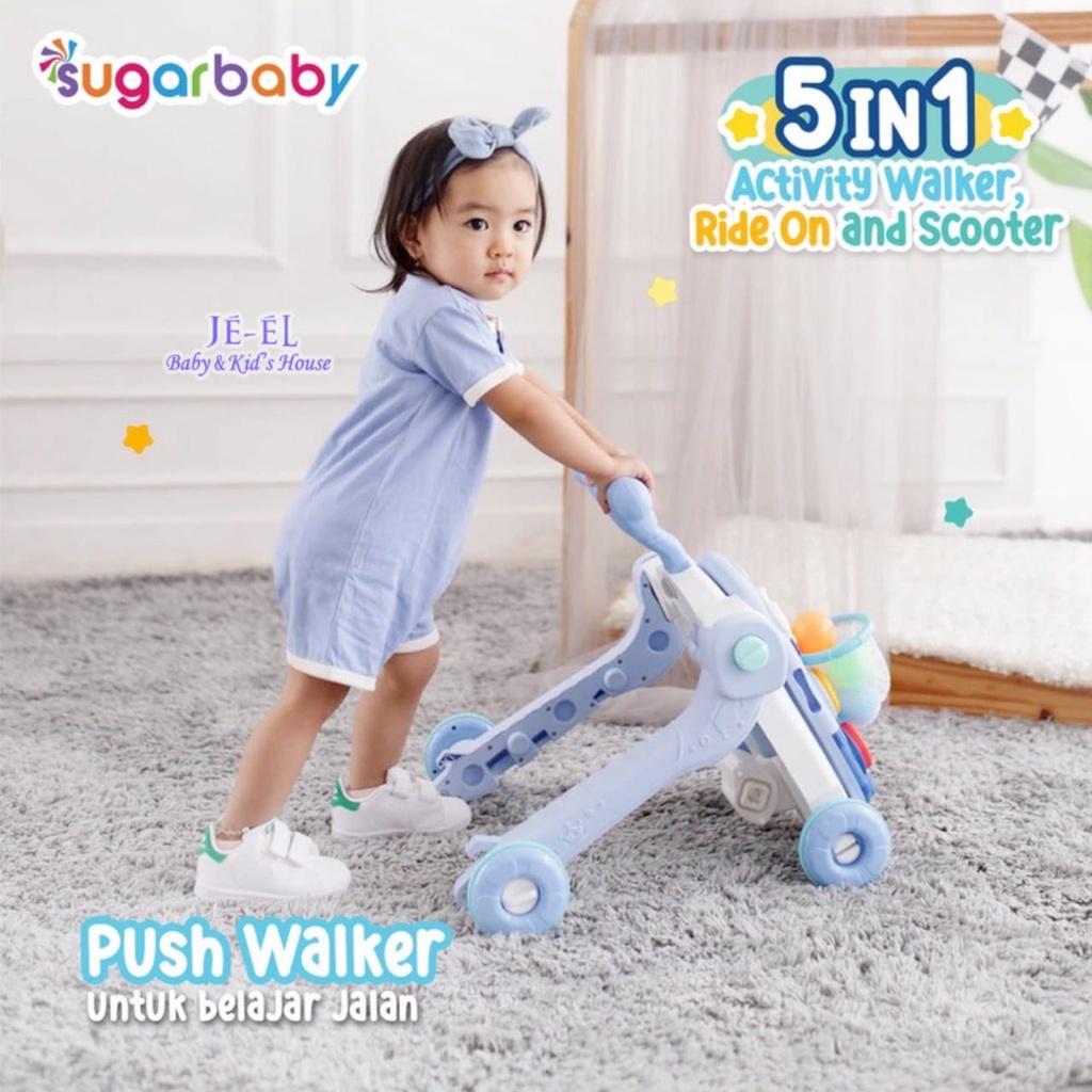 Sugar Baby 5in1 Activity Walker, Ride-On and Scooter/Push walker/Activity walker/Baby walker