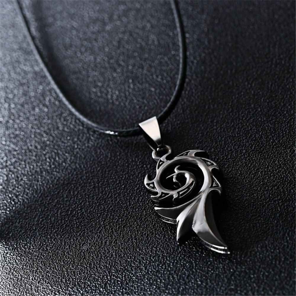 Kalung Liontin Hitam Titanium Steel Keren Gaya Punk unisex fashion