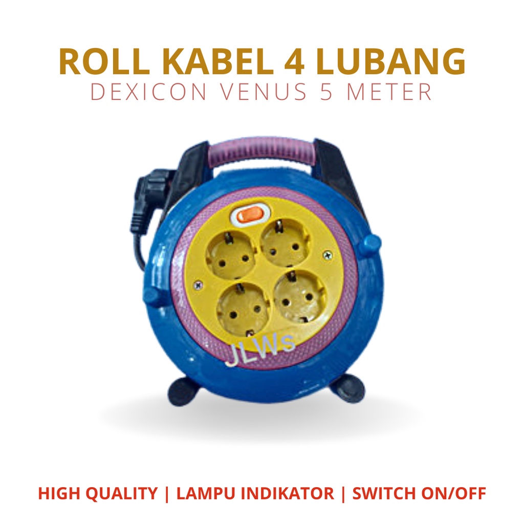 KABEL ROLL 4 LUBANG 5 METER DEXICON VENUS BOX KABEL ROLL KABEL 5 METER