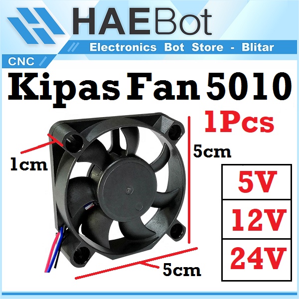 [HAEBOT] Kipas Pendingin DC Cooling Fan 5010 5V 12V 24V 50x50x10 CNC Brushless Mini Driver 3D Printer Komputer