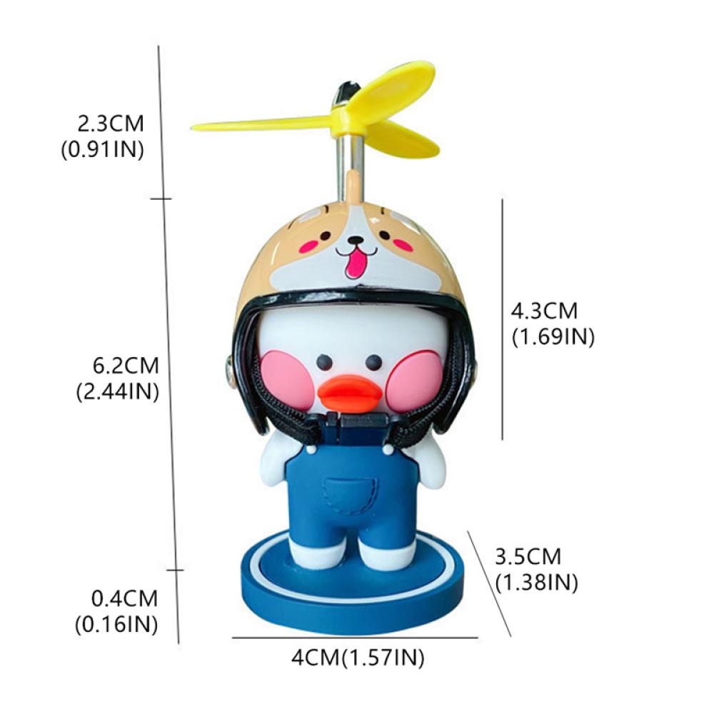 Timekey Bebek Kecil Yang Lucu Dengan Helm Baling-Baling Airscrew Hiasan Mobil Angin Patah Wind-Break Mainan Motor Riding Dekorasi Bersepeda Dekor P3S5