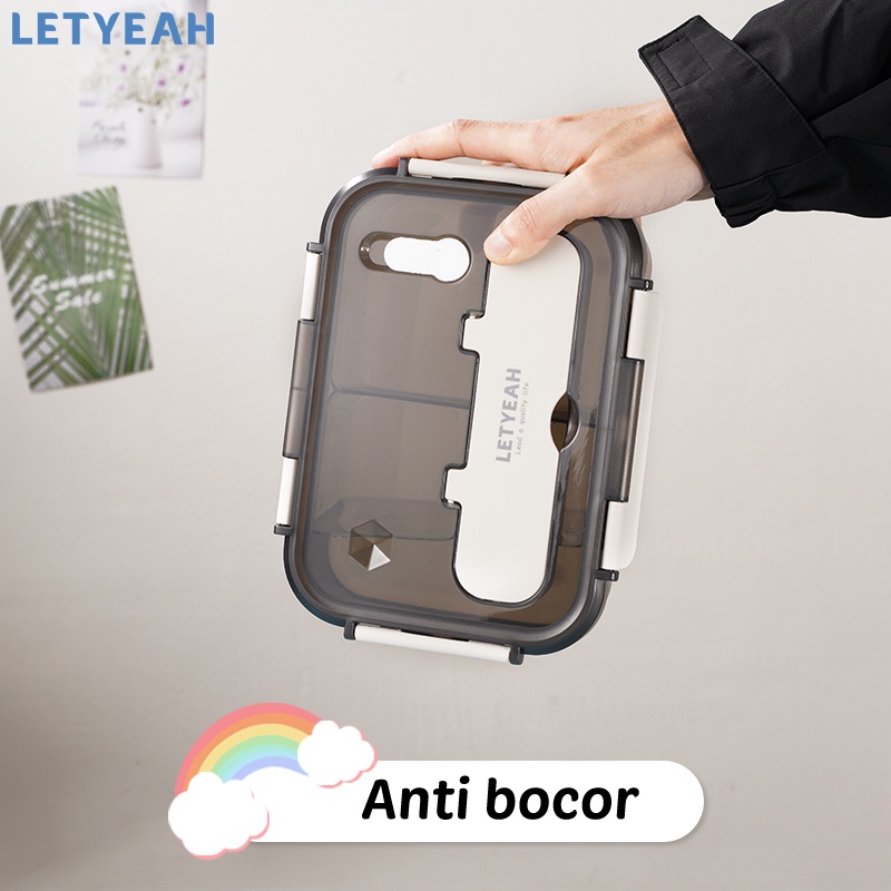 letyeah 1100ml Kotak bekal lunch box bento/tempat makan anak/kotak makan anti tumpah/BPA free