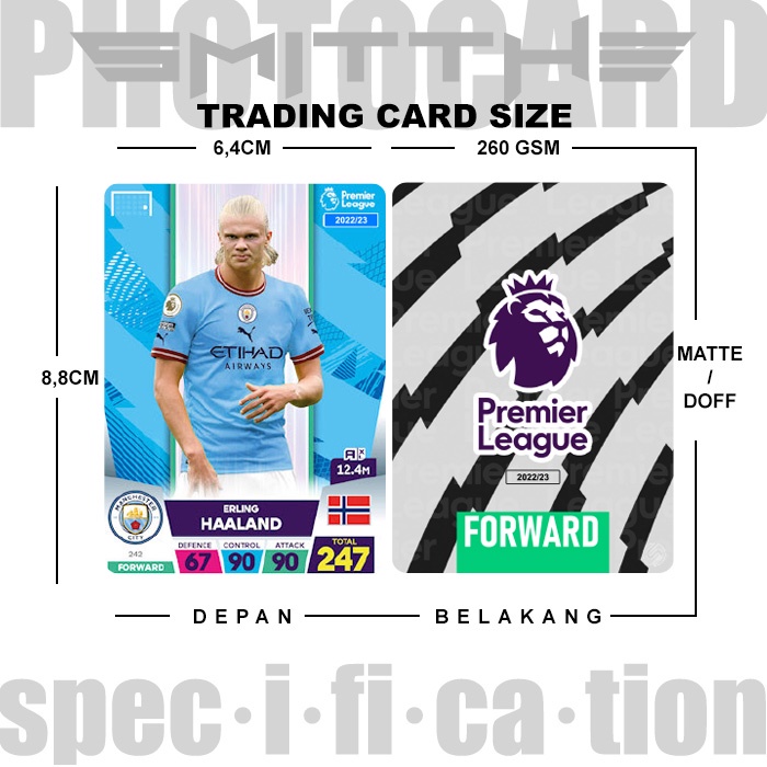 Photocard Erling HAALAND PL 2022/23 City Photo Card Kartu Bola