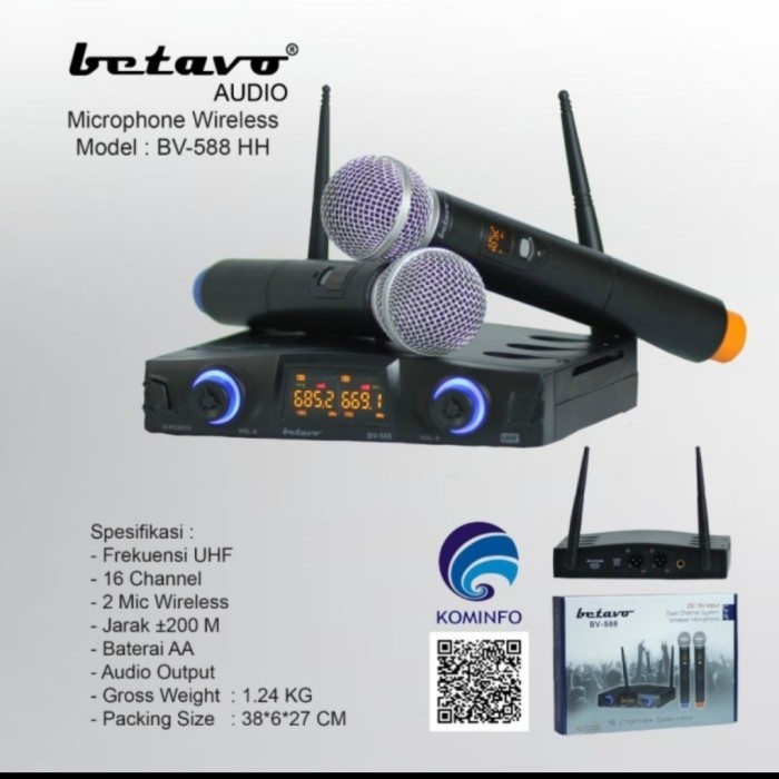Mic Wireless Betavo BV 588 HH UHF 2Mic Handle Wireless Original