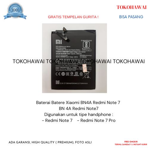 Baterai Batere Xiaomi BN4A Redmi Note 7 Batre BN 4A Redmi Note7