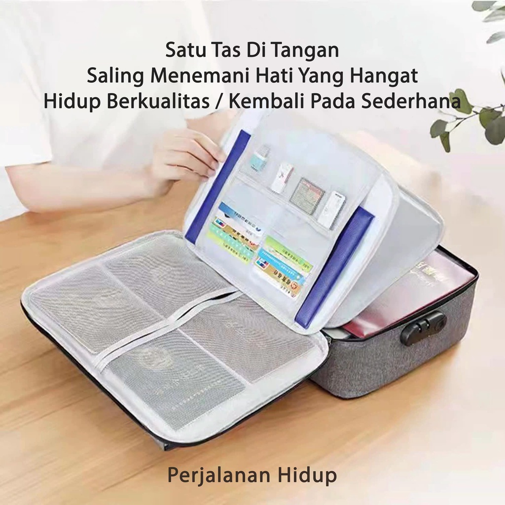 Tas koper Dokumen Anti Air Password Travel Bag Penyimpanan surat penting