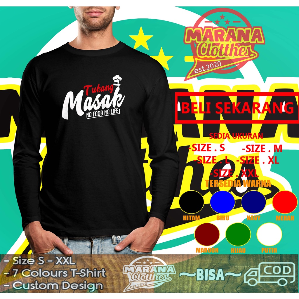 Kaos Chef Tukang Masak No Food No Life Lengan panjang Baju Distro