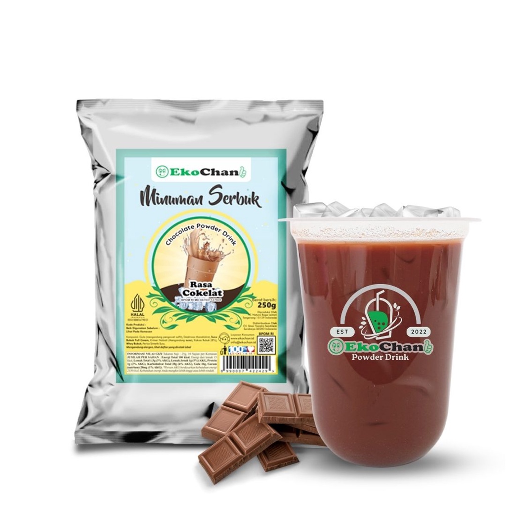 Bubuk Minuman Rasa Coklat 250 Gram EkoChan /Aneka Rasa Serbuk Minuman 250g /Power Drink Milkshake