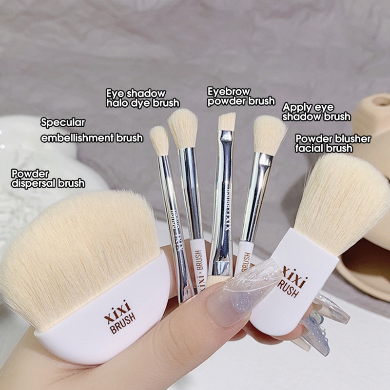 Xixi 6Pcs/Set Mini Portable Travel Makeup Brushes Set Dengan Kotak Multifungsi Eyeshadow Concealer Brush Kit Alat Kecantikan