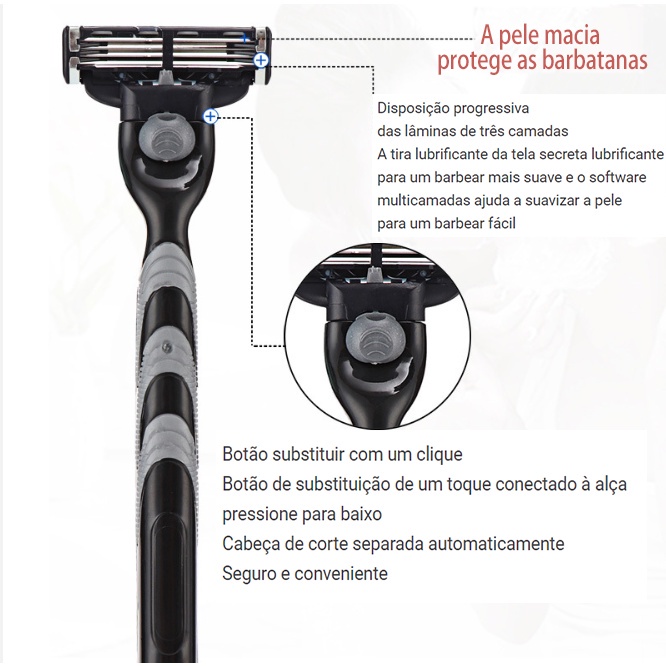 berlaku untuk Gillette Mach 3 Pisau cukur pengganti/4 PCS/Pisau Silet 3 Lapisan