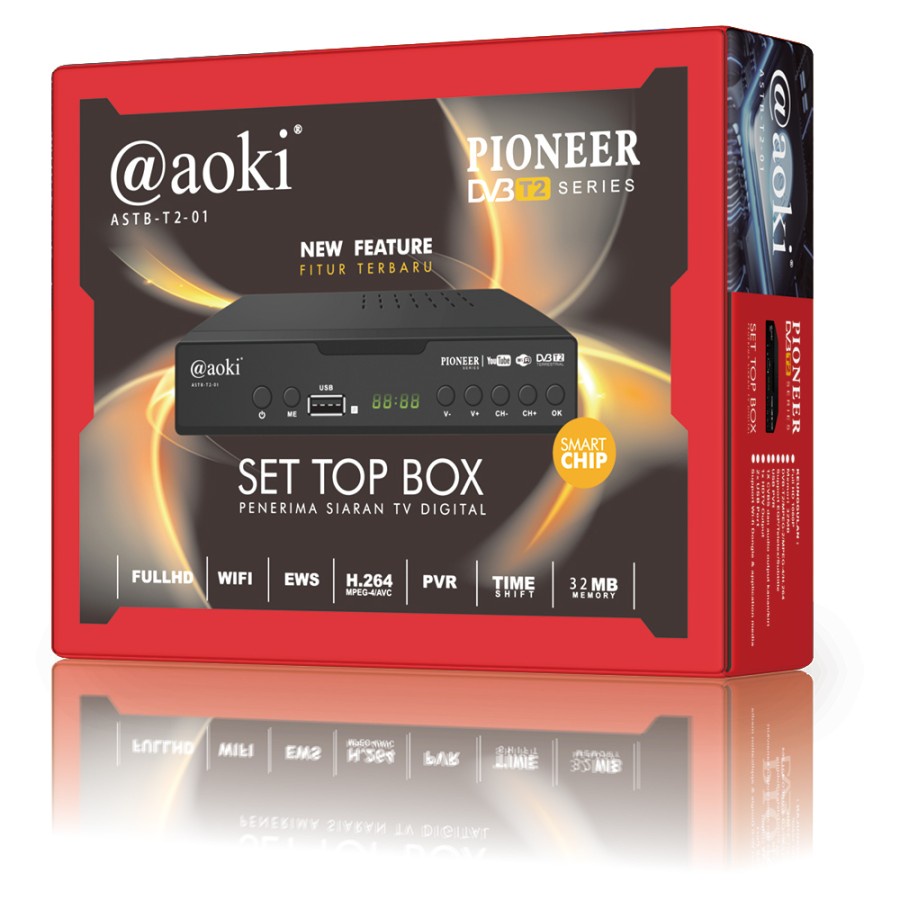 AOKI STB Set Top Box TV Digital Receiver Penerima Siaran Full HD - Set Top Box Tv Digital AOKI ASTB T2-01 Full HD Wifi Bisa Youtube bergarani resmi mantap