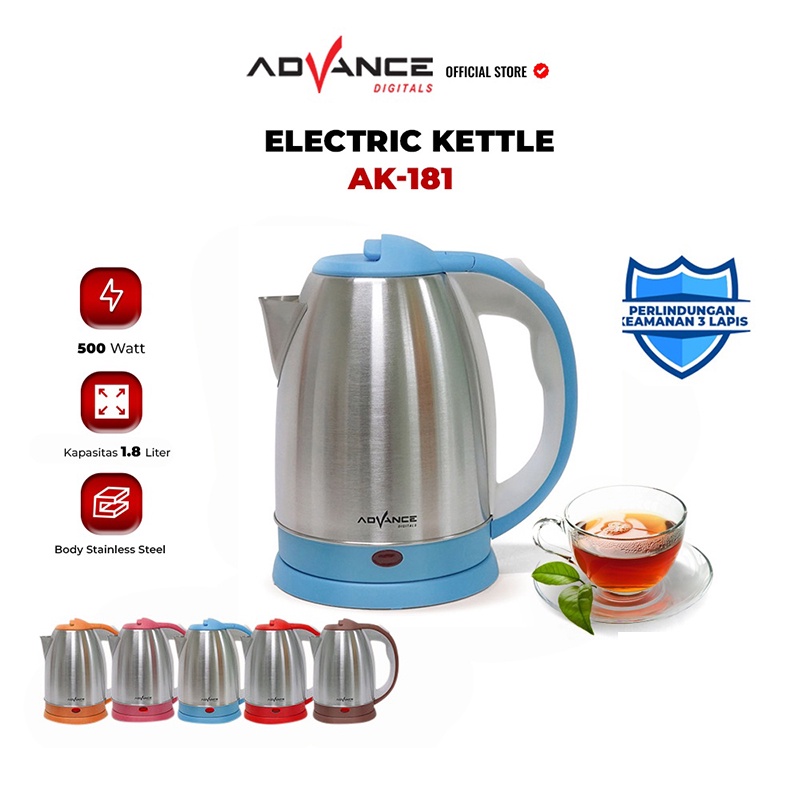 Garansi 1 tahun] Ketel /Advance AK-181 Kettle listrik teko listrik kapasitas 1,8 liter Hemat Listrik