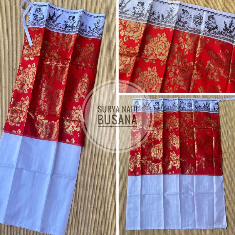 Wastra Pelinggih Singapore Bali Merah Putih satu meter | Wastra Singapore | Kain Putih Merah Singapo