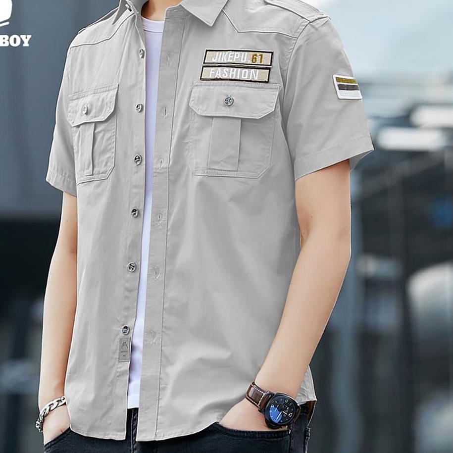 ☼ Kemeja Lengan Pendek Pria Hem Casual Barry Baju Pria Distro ✫