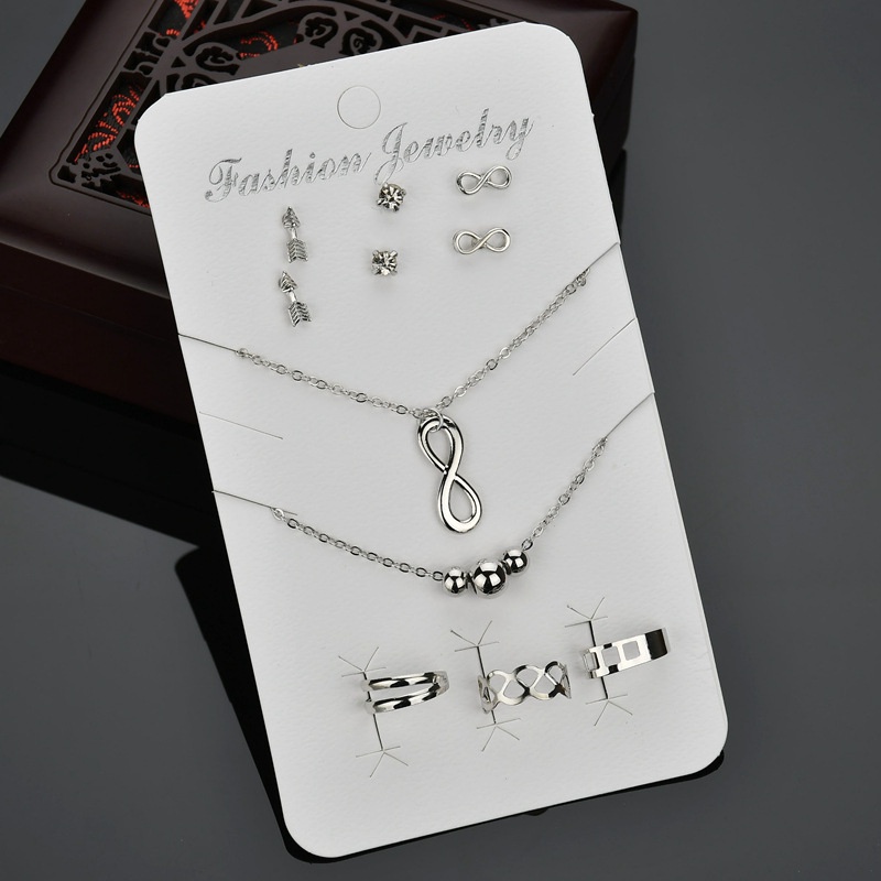 Kalung Simbol Infinite | Anting Bentuk Snowflake | Gelang Delapan | 8pcs / Set Buku Literatur Dalam Bahasa Mandarin | Aksesoris Wanita | Sendok Garpu Bahan Stainless Steel