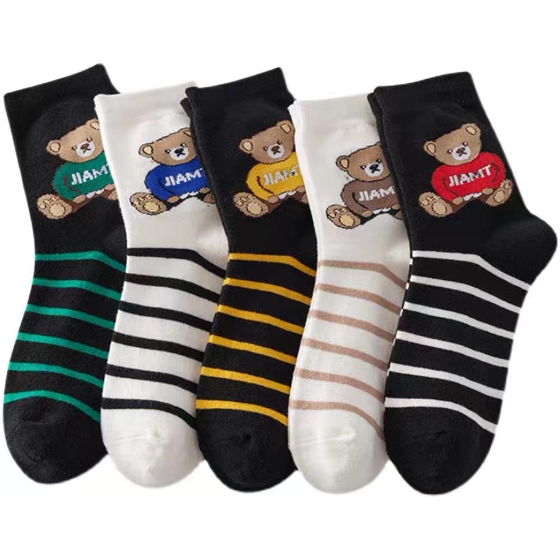 ⭐️𝐈𝐇𝐒 𝟗𝟐𝟎 𝐋𝐚𝐦𝐩𝐮𝐧𝐠⭐️Kaos Kaki Pria Wanita Panjang Setinggi Betis Motif Beruang New Summer Bear Socks