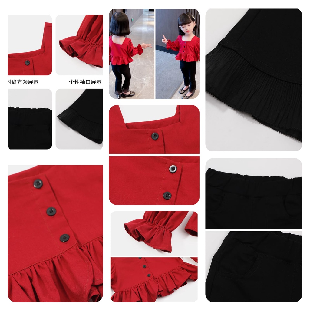 COD 1-7 Tahun Setelan Anak Perempuan Korea style Super Kece (BAJU+CELANA)