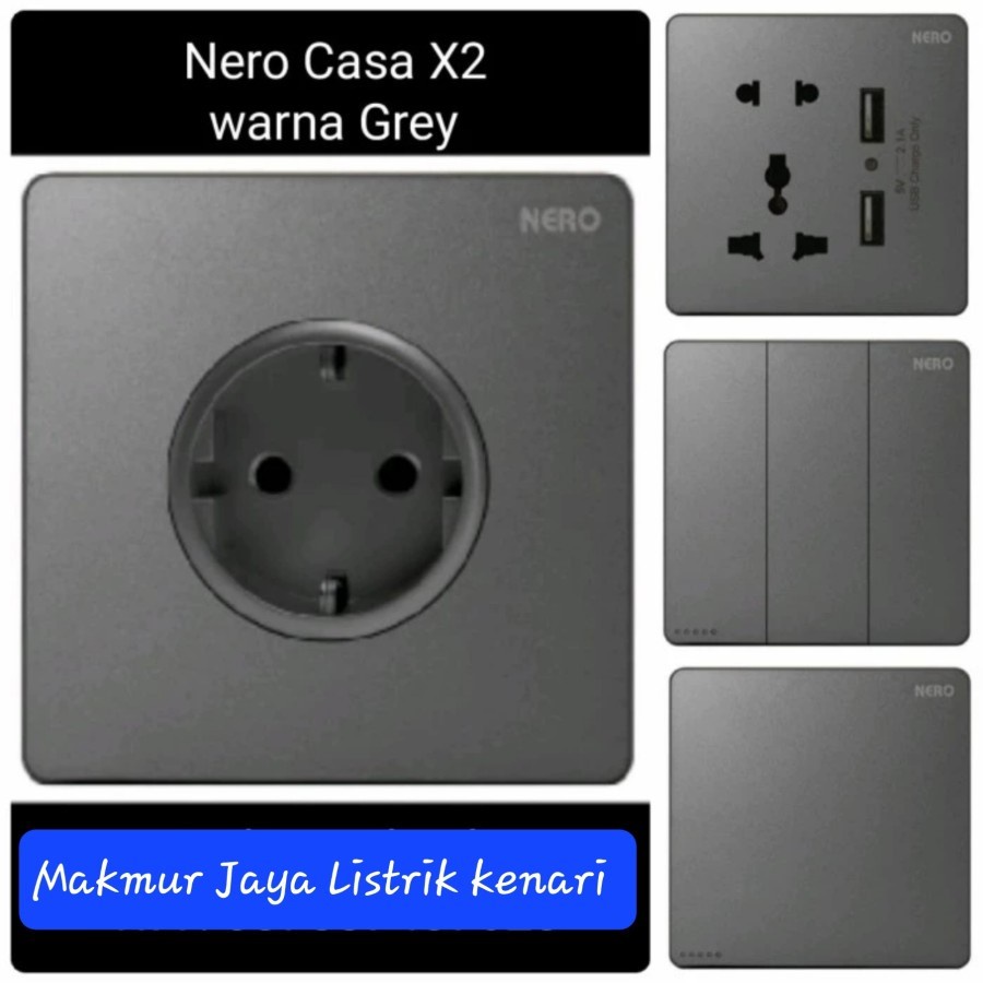 Nero Saklar Stop Kontak CASA X2 Grey