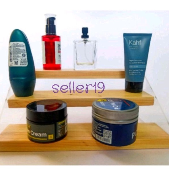 rak 3susun kayu akrilik aksesoris/ rak kosmetik kayu