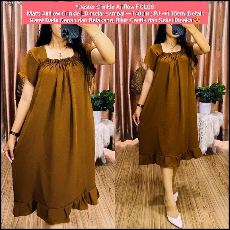 Daster Crinkle Airflow Zahra/ Daster Crinkle Airflow / Dress Crinkle  / Daster Crinkle Airflow Zahra / Daster Crinkle Murah / Daster Harian / Daster Nyaman / Daster Crinkle Murah / Daster Crinkle Super-Walnut Zahra