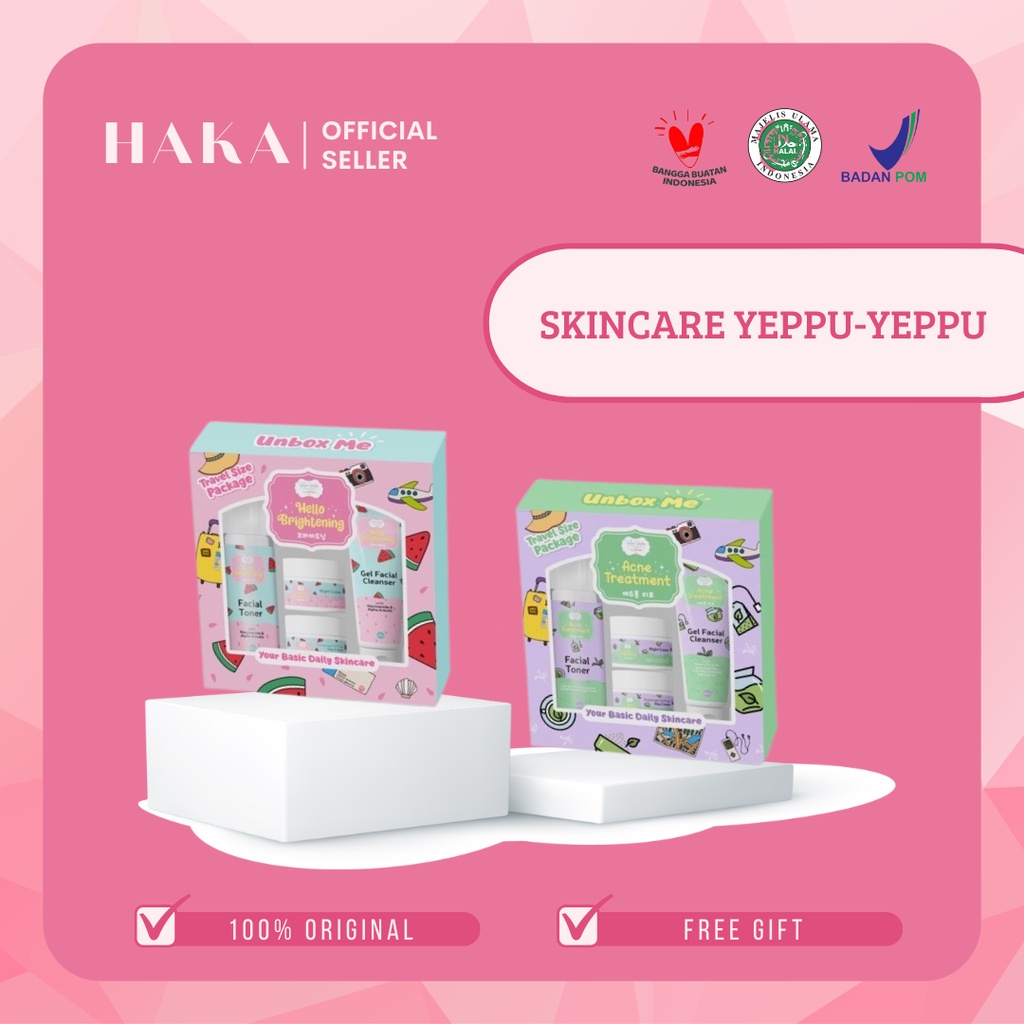 PAKET SKINCARE YEPPU-YEPPU BY KIYOWO TRAVEL SIZE SERUM SUNCREEN FACIAL CLEANSER FACE WASH CREAM ESSE